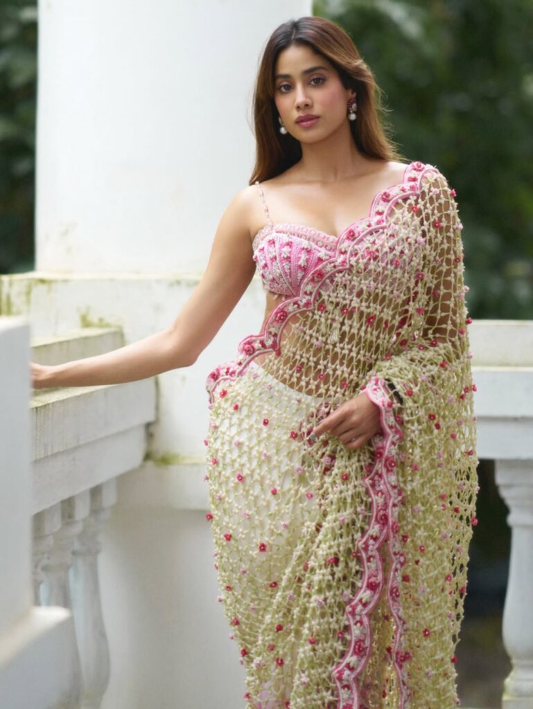 Janhvi Kapoor Stuns in Floral Bheegi Saree Photoshoot 2 Janhvi Kapoor 2